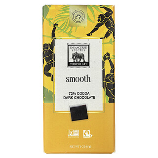 Endangered Species Chocolate, Ciocolată neagră fină, 72% cacao, 3 oz (85 g)
