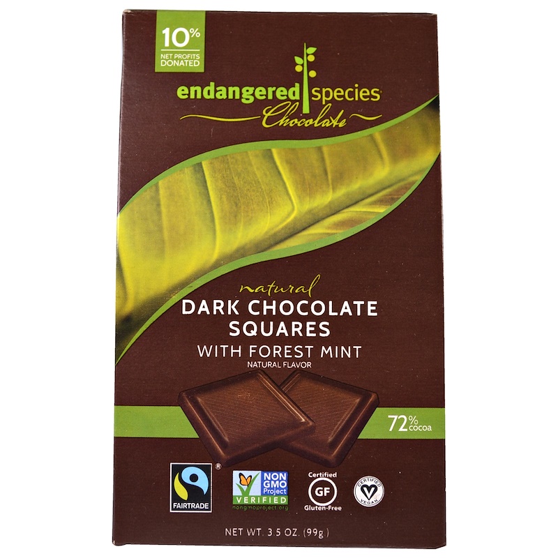 Endangered Species Chocolate, Natural Dark Chocolate with Forest Mint