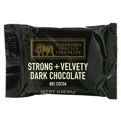 Endangered Species Chocolate Крепкие и бархатистые кусочки темного шоколада, 88% какао, 9,9 г (0,35 унции)
