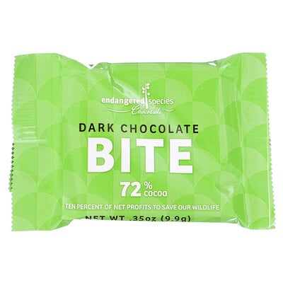 Endangered Species Chocolate Кусочки темного шоколада, 72% какао, 9,9 г (0,35 унции)