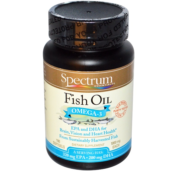 Spectrum Essentials, Fish Oil, Omega3, 1000 mg, 100 Softgels iHerb
