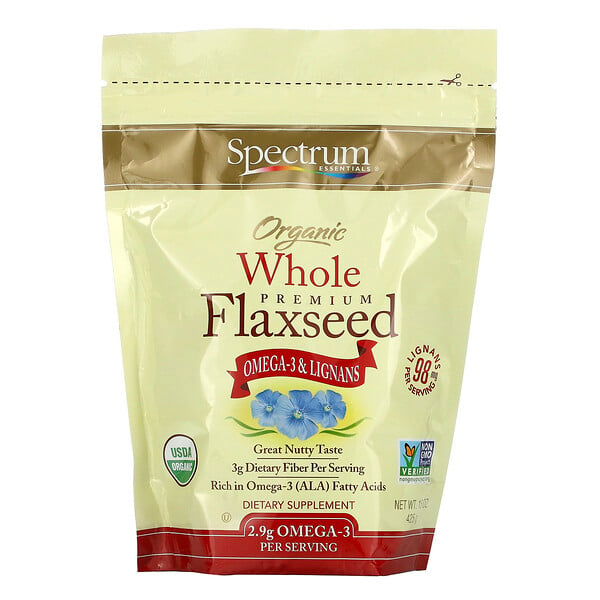 Organic Whole Premium Flaxseed, 15 oz (425 g)