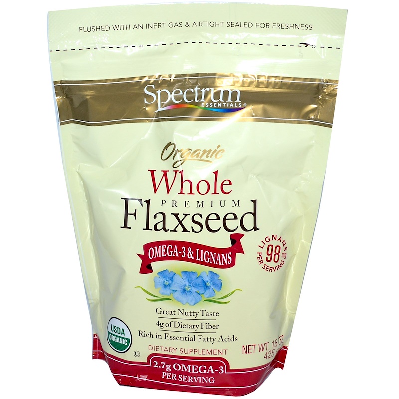 Spectrum Essentials, Organic Whole Premium Flaxseed, 15 oz (425 g) iHerb