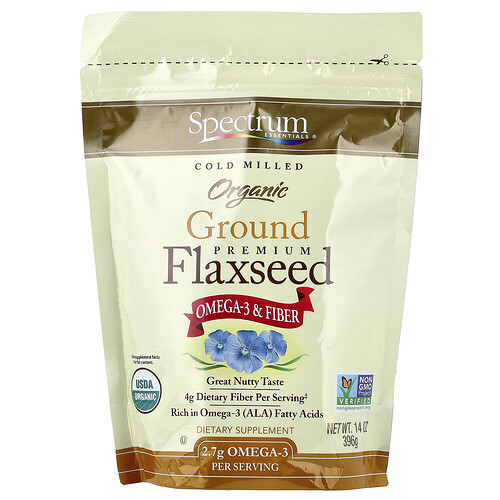 Spectrum Essentials, Organic Ground Premium Flaxsamen, gemahlene Bio-Leinsamen in Premiumqualität, 396 g (14 oz.)