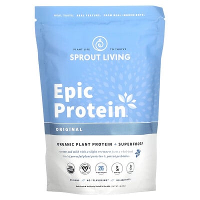 Sprout Living EpicProtein, органический растительный протеин и суперфуды, классический вкус, 455г (1фунт)