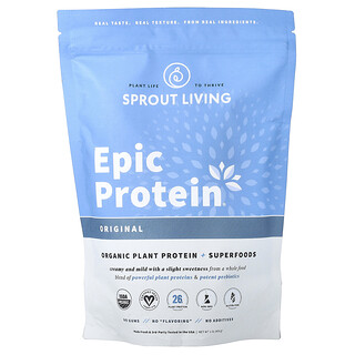 Sprout Living, Epic Protein, органический растительный протеин и суперфуды, классический вкус, 455 г (1 фунт)