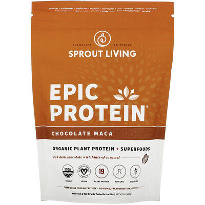 Купить Epic Protein, Organic Plant Protein + Superfoods, Chocolate Maca, 1 lb (455 g)