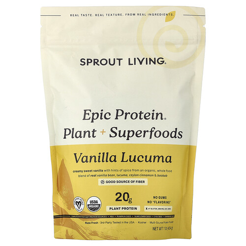 Photos - Protein Epic Sprout Living Sprout Living,  ®, Organic Plant  + Superfoods, Vanilla Lucuma, 1 lb  SPL-00709 (456 g)