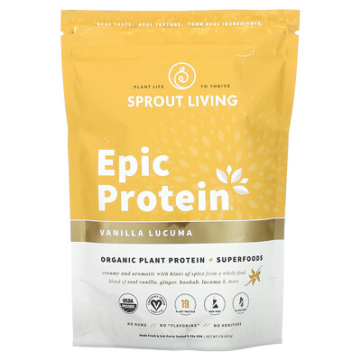 Купить Sprout Living Epic Protein, ваниль и лукума, 455 г (1 фунт)