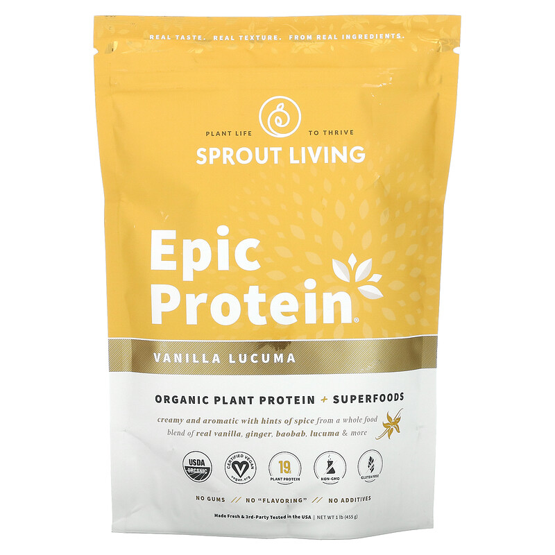 Sprout Living, Epic Protein, Organic Plant Protein + Superfoods ...