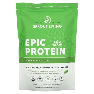 Sprout Living, Epic Protein（エピックプロテイン）、オーガニック植物性タンパク質＋スーパーフード、グリーンキングダム、455g（1ポンド）