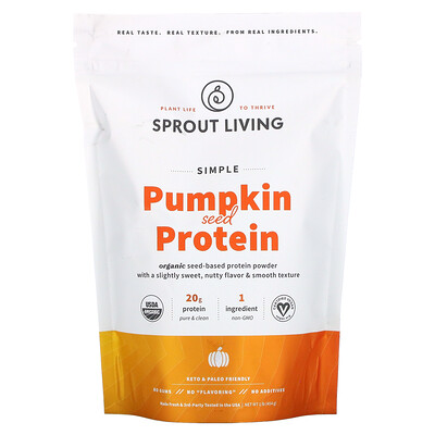 Купить Sprout Living чистый протеин из семян тыквы, 454 г (1 фунт)