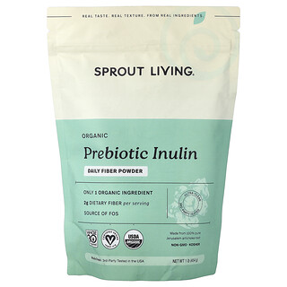 Sprout Living, Inulina prebiótica orgánica, Fibra en polvo para uso diario, 454 g (1 lb)