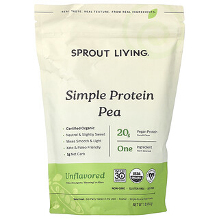 Sprout Living, Enkelt erteprotein, uten smak, 1 lb (454 g)
