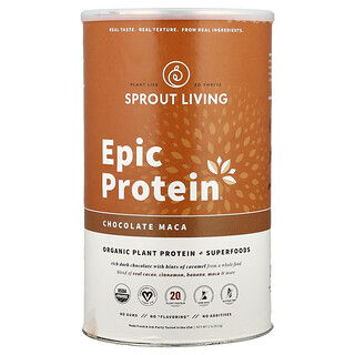 Sprout Living, Epic Protein®, Proteine vegetali biologiche e supercibi, Maca al cioccolato, 912 g