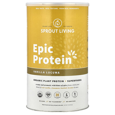 Sprout Living  Epic Protein®  Organic Plant Protein + Superfoods  Vanilla Lucuma  2 lb (912 g)