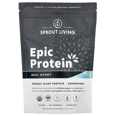 Sprout Living  Epic Protein®  Real Sport  Organic Plant Protein + Superfoods  1 lb (456 g)