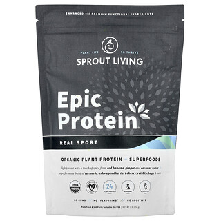 سبراوت ليفينغ‏, Epic Protein، بروتين نباتي عضوي + أطعمة فائقة القيمة الغذائية، للرياضة الجدية، 1.1 رطل (494 جم)