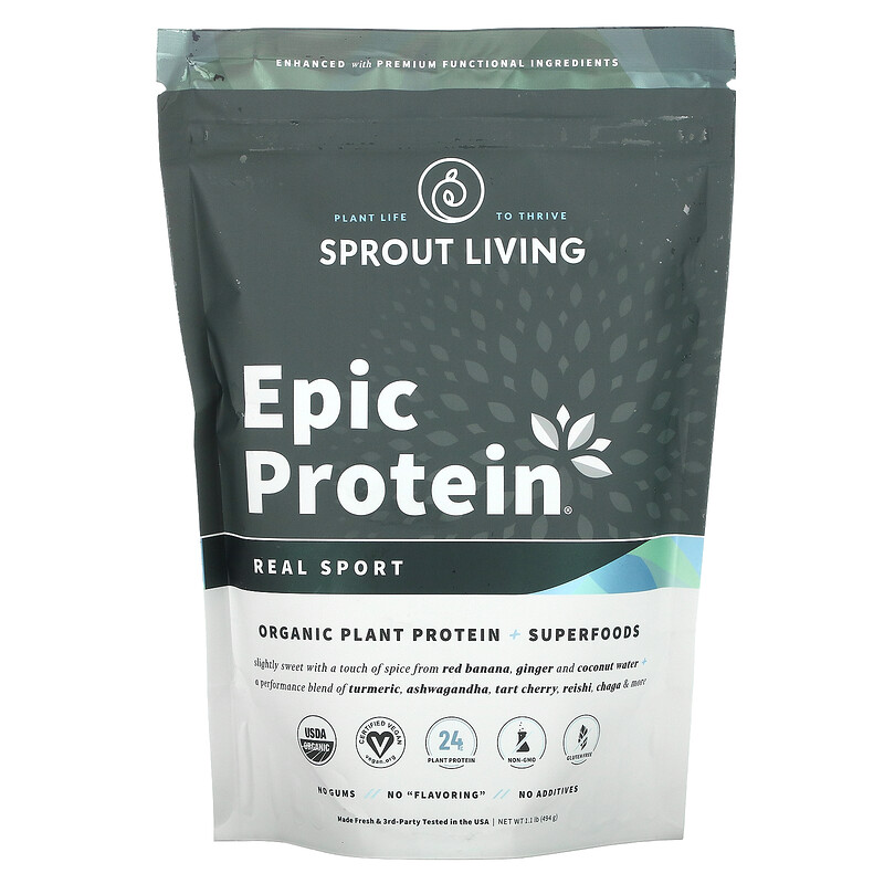Sprout Living, Epic Protein, Organic Plant Protein + Superfoods, Real