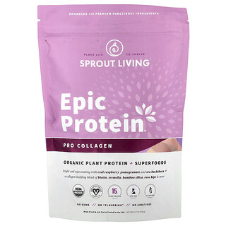 Sprout Living, Epic Protein®, Procolágeno, Proteína vegetal orgánica más superalimentos, 336 g (0,7 lb)