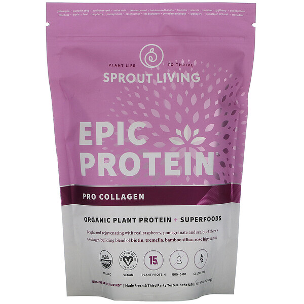 Sprout Living, Epic Protein, Organic Plant Protein + Superfoods, Pro