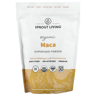 Sprout Living, Maca orgánica, Superalimento en polvo, 454 g (1 lb)