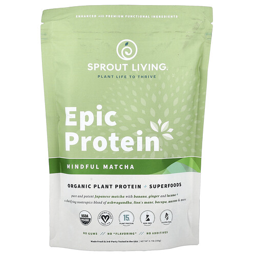 Sprout Living, Epic Protein, Mindful Matcha, 336 g