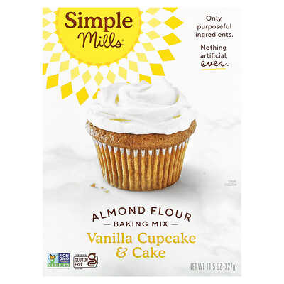 Купить Simple Mills Naturally Gluten-Free, Almond Flour Mix, Vanilla Cupcake & Cake, 11.5 oz (327 g)