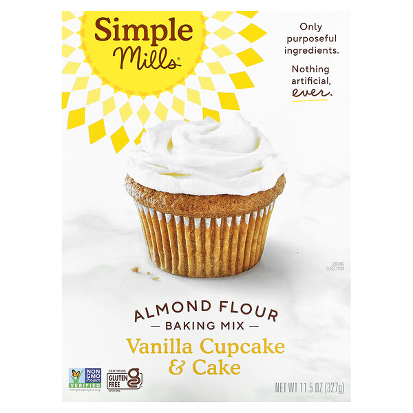Simple Mills, Almond Flour Baking Mix, Vanilla Cupcake & Cake, 11.5 oz