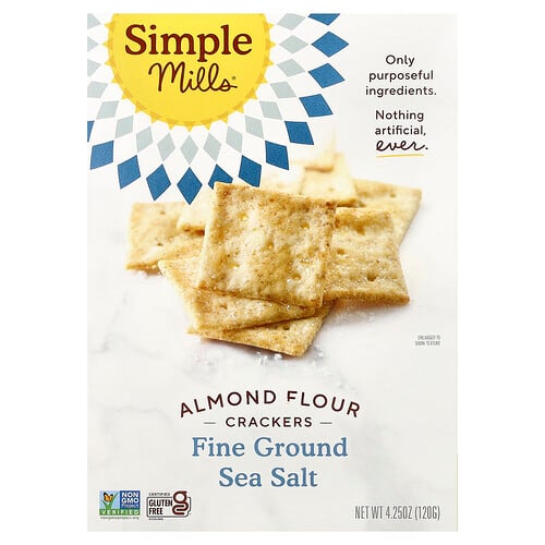 Simple Mills, Almond Flour Crackers, Fine Ground Sea Salt, 4.25 oz (120 g)