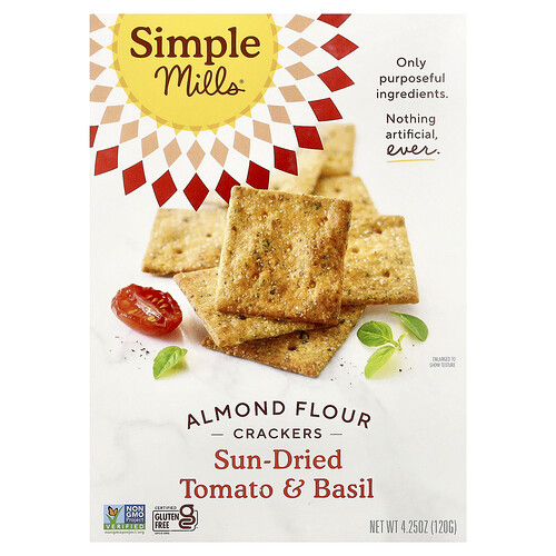 Simple Mills, Almond Flour Crackers, Sun-Dried Tomato & Basil, 4.25 oz (120 g)
