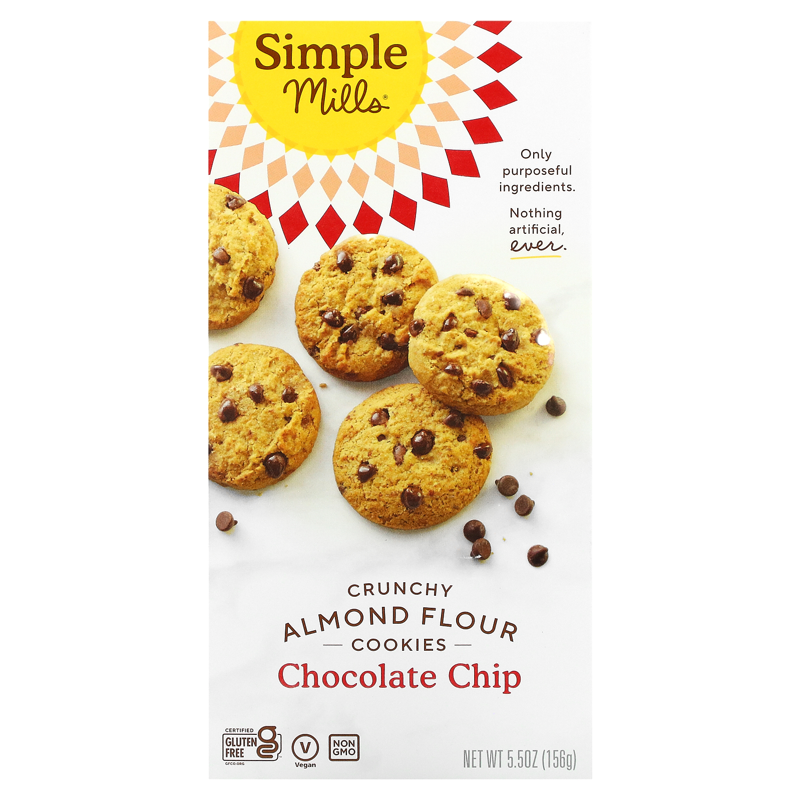 Simple Mills 買い取り アーモンドパウダークッキー ザクザクした食感 156g 5.5オンス 訳あり品送料無料 チョコレートチップ