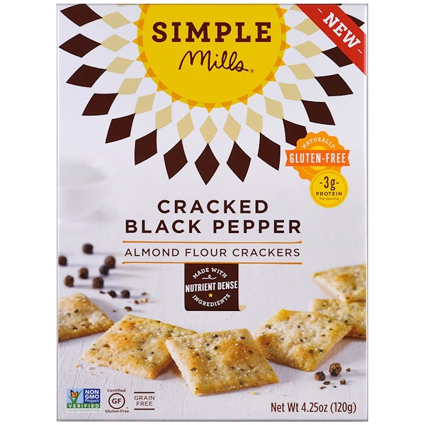 Simple Mills, Naturally GlutenFree, Almond Flour Crackers, Cracked