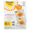 Simple Mills, Almond Flour Crackers, Farmhouse Cheddar, 6 Packs, 0.8 oz (23 g) Each