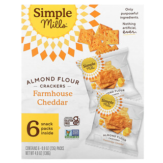 Simple Mills, Almond Flour Crackers, Mandelmehl-Cracker, Farmhouse Cheddar, 6 Packungen, je 23 g (0,8 oz.)