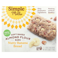 Soft-Baked Almond Flour Bars, Nutty Banana Bread, 5 Bars, 1.19 oz (34 g) Each