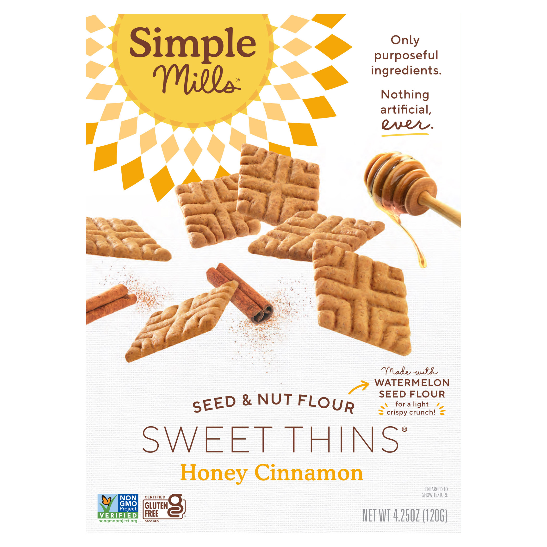 Simple Mills, Seed & Nut Flour, Sweet Thins, Honey Cinnamon, 4.25 oz