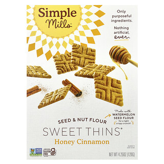 Simple Mills, Seed & Nut Flour, Sweet Thins®, miód z cynamonem, 120 g