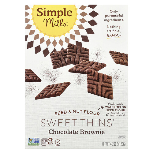 Simple Mills, Samen- und Nussmehl Sweet Thins, Schokoladen-Brownie, 120 g (4,25 oz.)