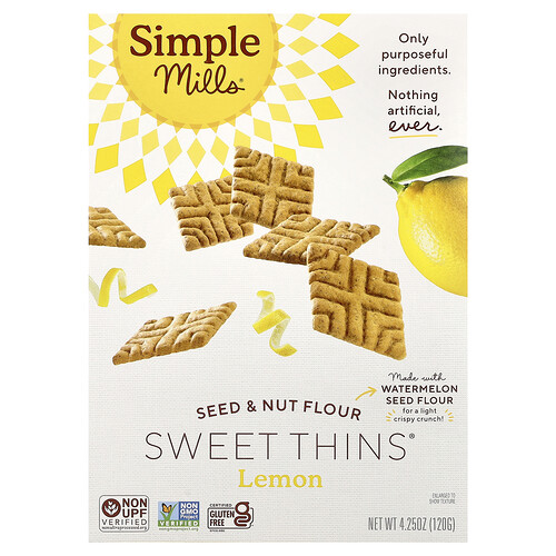 Simple Mills, Seed & Nut Flour, Sweet Thins®, Lemon, 4.25 oz (120 g)