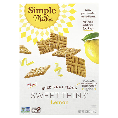 Simple Mills Seed & Nut Flour Sweet Thins Lemon 4.25 oz (120 g)