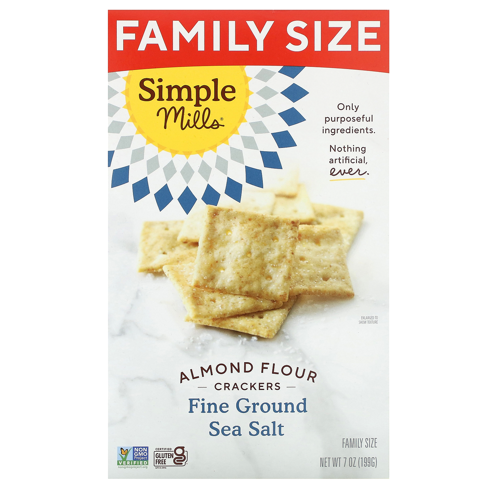Simple Mills, Almond Flour Crackers, Fine Ground Sea Salt, Family Size