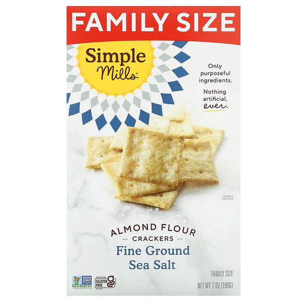Simple Mills, Almond Flour Crackers, Fine Ground Sea Salt, Family Size
