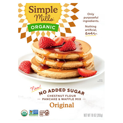 

Simple Mills, Organic Chestnut Flour Pancake & Waffle Mix, Original, No Added Sugar, 10 oz (283 g)