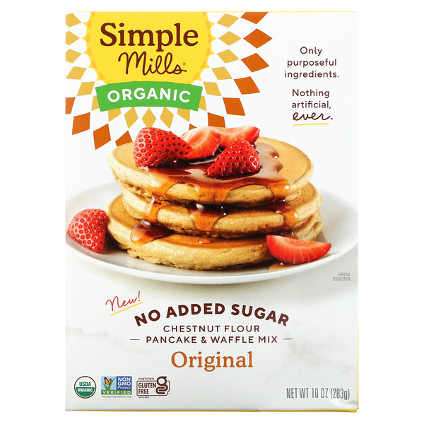 Simple Mills, Organic Chestnut Flour Pancake & Waffle Mix, Original, No
