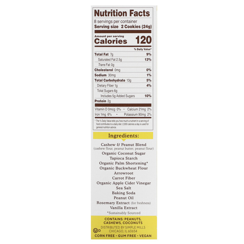 Simple Mills, Nut Butter Stuffed Sandwich Cookies, Creamy Peanut Butter