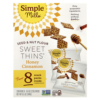 Simple Mills, 种子和坚果粉，Sweet Thins®，蜂蜜肉桂味，8 包，每包 0.8 盎司（23 克）