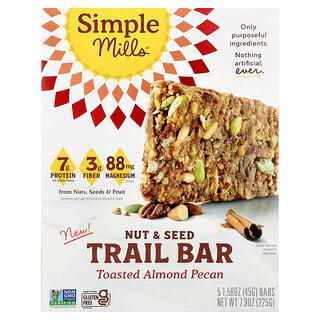 Simple Mills, батончик с орехами и семенами, с обжаренным миндалем и пеканом, 5 батончиков по 45 г (1,58 унции)