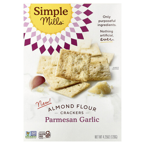 Simple Mills Almond Flour Crackers, Parmesan Garlic, 4.25 oz (120 g)