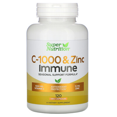 Super Nutrition C-1000 & Zinc Immune, 120 Veg Capsules